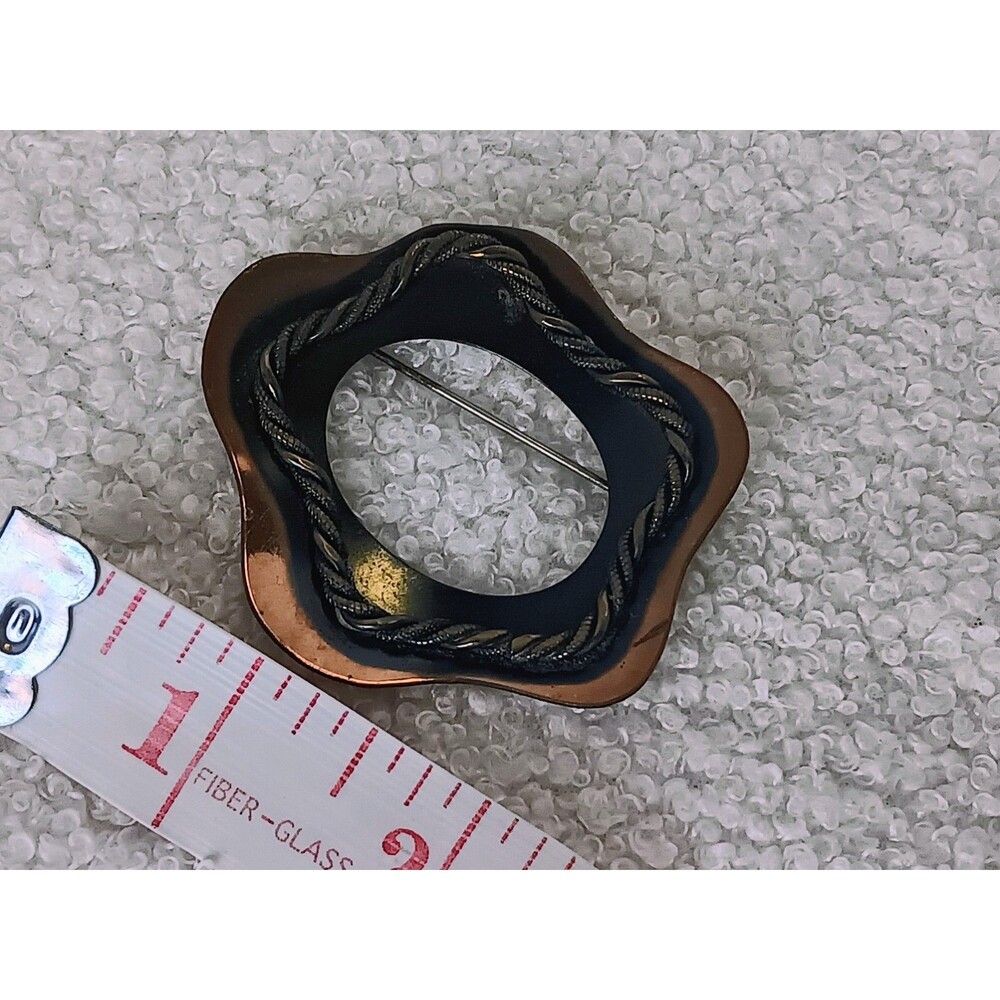 Vintage Modernist Copper Rope Star Brooch 2.25 in - Picture 9 of 10